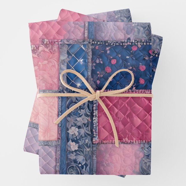 Colourful Patchwork Quilt Wrapping Paper Sheets (Creator Uploaded)