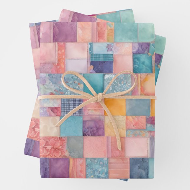 Colourful Patchwork Quilt Wrapping Paper Sheets (Creator Uploaded)