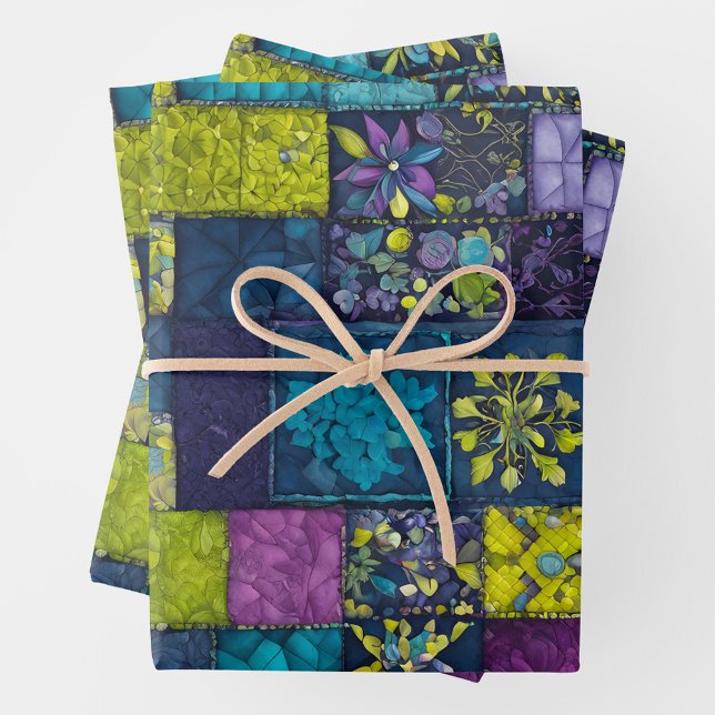 Colourful Patchwork Quilt Wrapping Paper Sheets (Creator Uploaded)