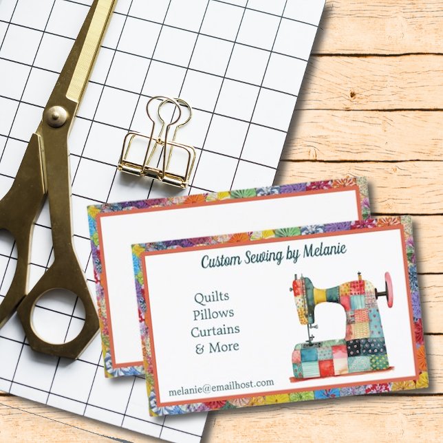 Colourful Patchwork Sewing Machine Business Card (Creator Uploaded)