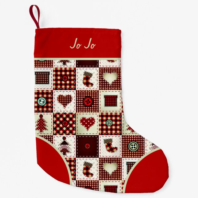 colourful patchwork small christmas stocking (Front)