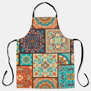 Colourful patchwork tile: Islamic motifs. Apron