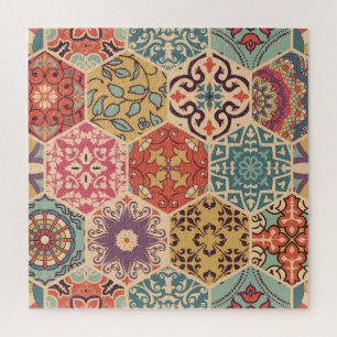 Colourful Patchwork Tile Islamic Motifs Jigsaw Puzzle
