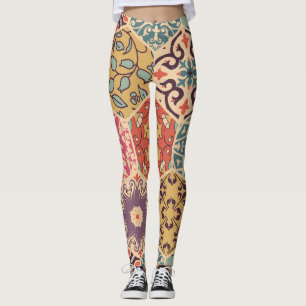Colourful Patchwork Tile Islamic Motifs Leggings