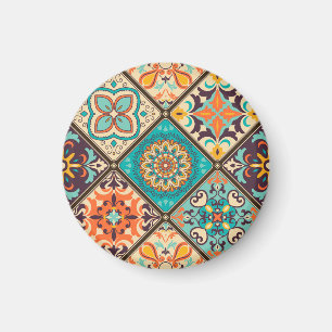Colourful patchwork tile: Islamic motifs. Magnet