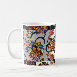 Colourful Patchwork Tile: Majolica Pottery Style Coffee Mug