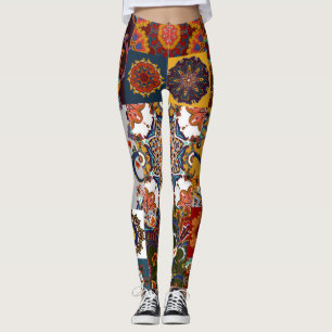 Colourful Patchwork Tile: Majolica Pottery Style Leggings