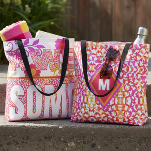 Colourful Pattern Bag With The Text Awesome