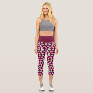 Colourful Pattern Cookies Macarons Dessert Capri Leggings