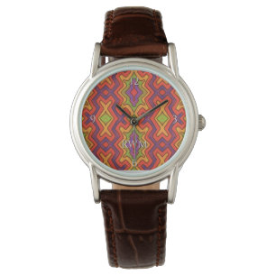 Colourful Pattern Custom Initials Watch