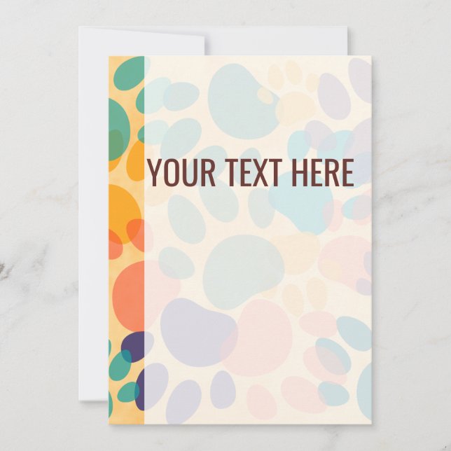 Colourful Pattern Dog Paw Prints Announcement (Front)