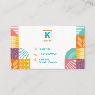 Colourful Pattern For Arts and Craft Business Card