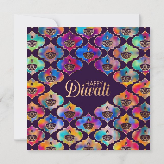 Colourful pattern Happy Diwali  Card (Front)