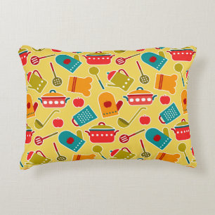 Colourful pattern of kitchen utensils decorative cushion