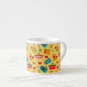 Colourful pattern of kitchen utensils espresso cup