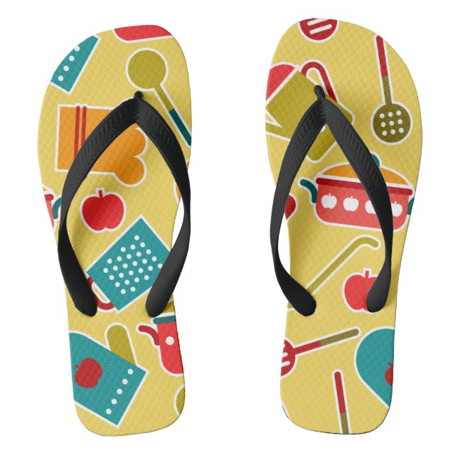 Colourful pattern of kitchen utensils flip flops (Footbed)
