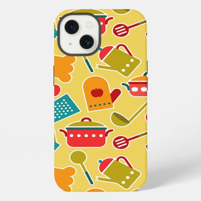 Colourful pattern of kitchen utensils iPhone case (Back)
