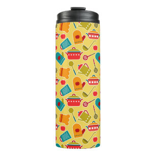 Colourful pattern of kitchen utensils thermal tumbler