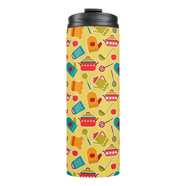 Colourful pattern of kitchen utensils thermal tumbler (Front)