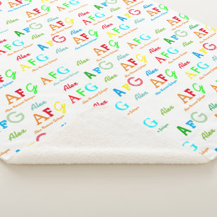 Colourful Pattern of Name White Sherpa Blanke Blanket