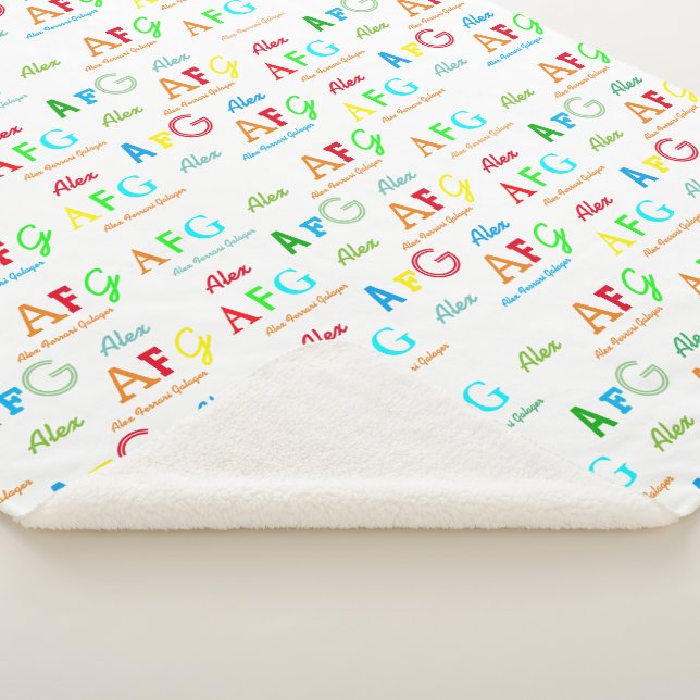 Colourful Pattern of Name White Sherpa Blanke Blanket (3/4)