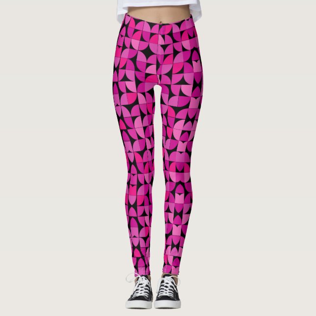 Colourful Pattern, Pink, Rose, Floral Pattern      Leggings (Front)