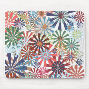 Colourful Pattern Radial Burst Pinwheel Design Mouse Mat