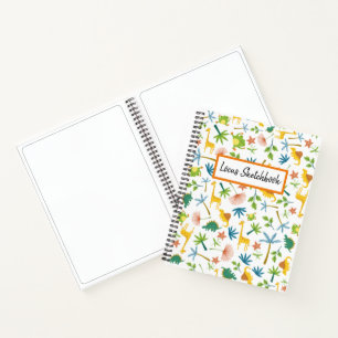 Colourful pattern Safari giraffe drawing sketch Notebook