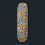 Colourful Pattern  Skateboard<br><div class="desc">A vintage retro colourful boho paisley pattern royal blue green and black skateboard. Cute and whimsical.</div>