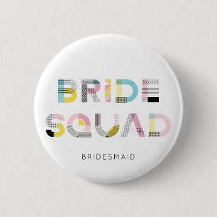 Colourful Pattern Typography Modern Bride Squad 6 Cm Round Badge