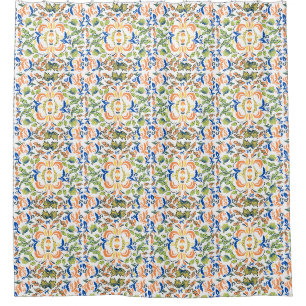 Colourful pattern Victorian Britian floral green Shower Curtain