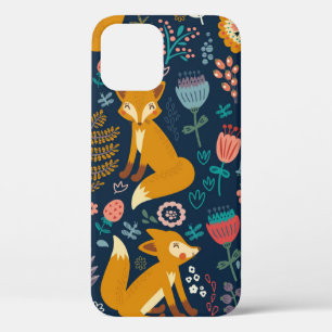 Colourful pattern with a foxfox,pattern,forest,fal iPhone 12 case
