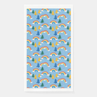 Colourful Pattern with Rainbows and Trees Napkin