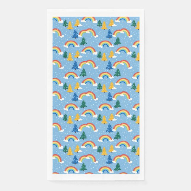 Colourful Pattern with Rainbows and Trees Napkin (Front)