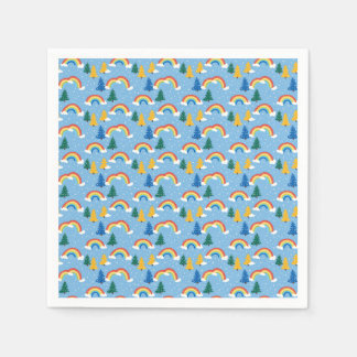Colourful Pattern with Rainbows and Trees Napkin