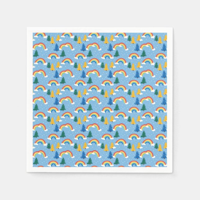 Colourful Pattern with Rainbows and Trees Napkin (Front)
