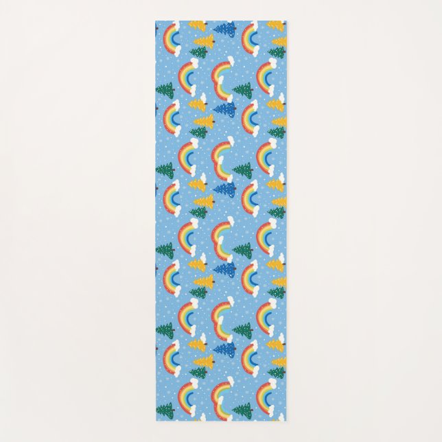 Colourful Pattern with Rainbows and Trees Yoga Mat (Front)