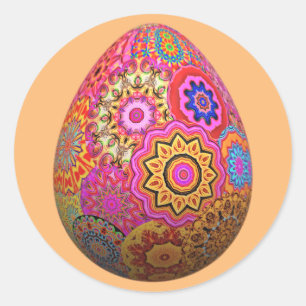 Colourful patterned Easter egg Classic Round Sticker