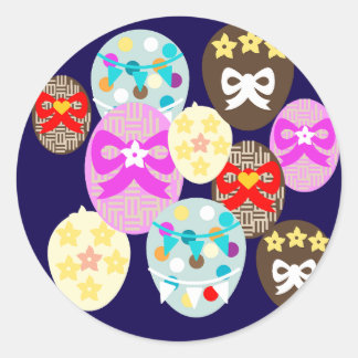 Colourful patterned Easter Egg   Classic Round Sticker