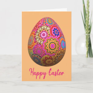 Colourful patterned Easter egg Holiday Card