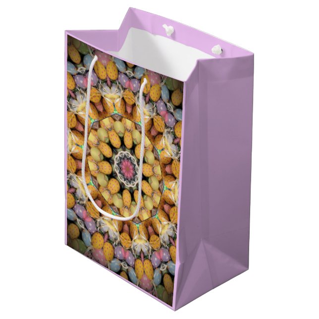 Colourful Patterned Easter Egg Mandala Medium Gift Bag (Front Angled)