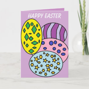 Colourful Patterned Eggs  Easter Holiday Card