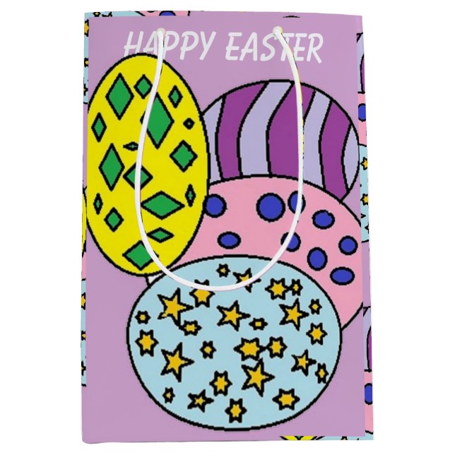 Colourful Patterned Eggs  Easter Medium Gift Bag (Front)