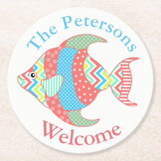 Colourful Patterned Fish Custom Paper Coasters