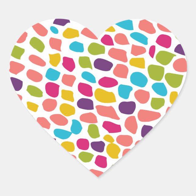 colourful patterned heart sticker (Front)
