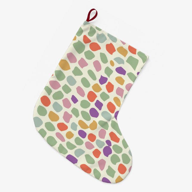 colourful patterned large christmas stocking (Front (Hanging))