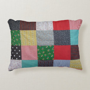 colourful patterned squares vintage patchwork decorative cushion