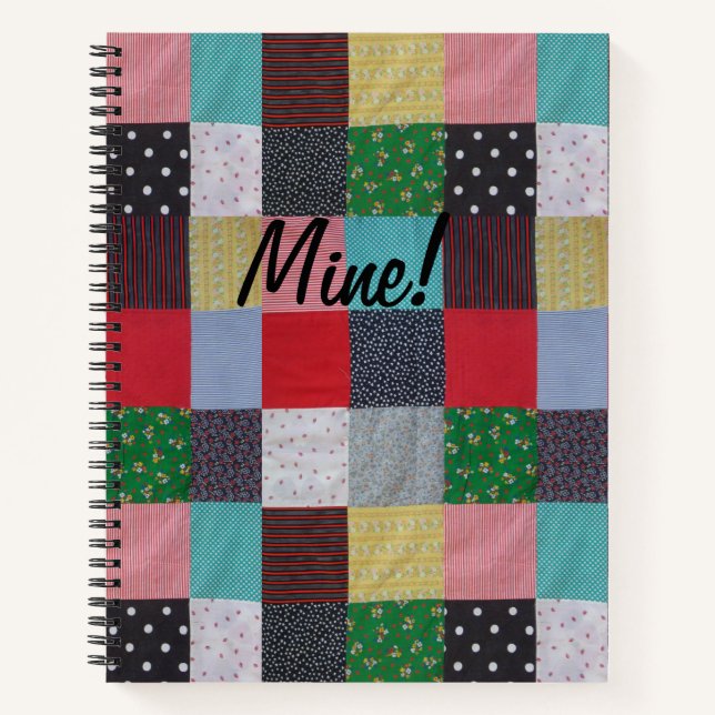 colourful patterned squares vintage patchwork notebook (Front)