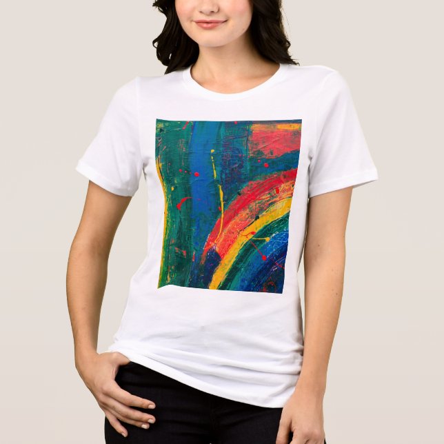 Colourful Patterned T-Shirt | Vibrant Artistic Des Tri-Blend Shirt (Front)