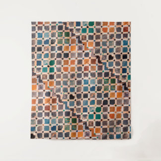 colourful patterned tiles tapestry
